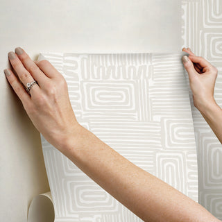 Emily Rayna Taupe Pathways Peel and Stick Wallpaper
