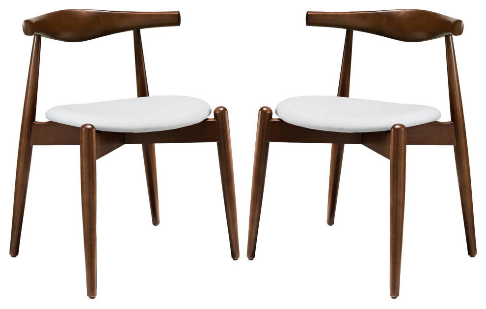 Modern Dark Walnut White Stalwart Dining Side Chairs Set of 2