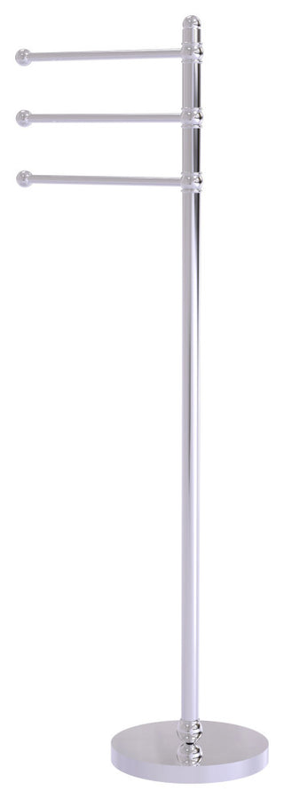 49" Towel Stand with 3 Pivoting Arms, Polished Chrome