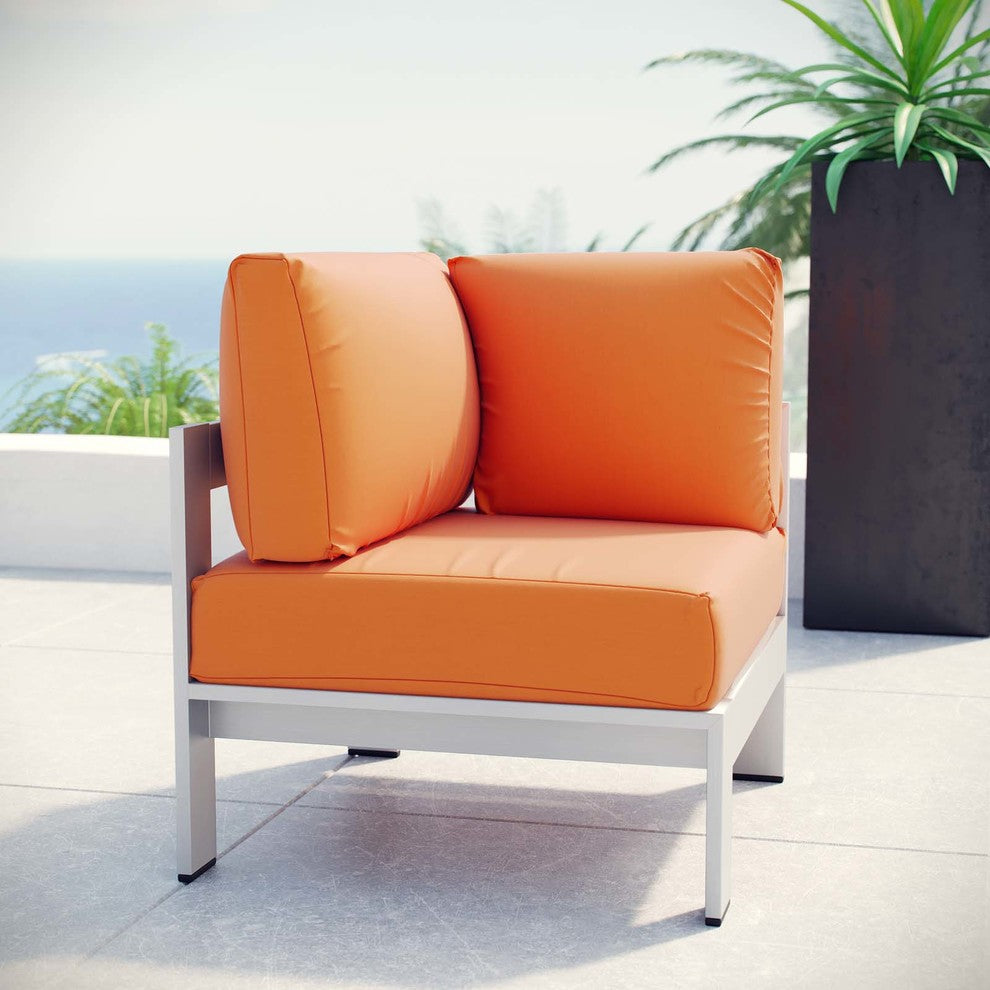 Silver Orange Shore Outdoor Patio Aluminum Corner Sofa