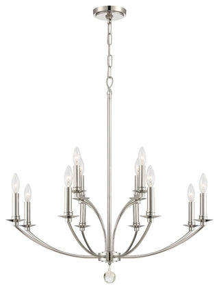 Crystorama Lighting Group MIL-8012 Mila 12 Light 32"W Taper - Polished Nickel