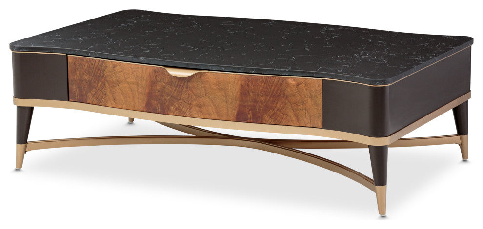Malibu Crest Rectangular Cocktail Table - Crotch Mahogany