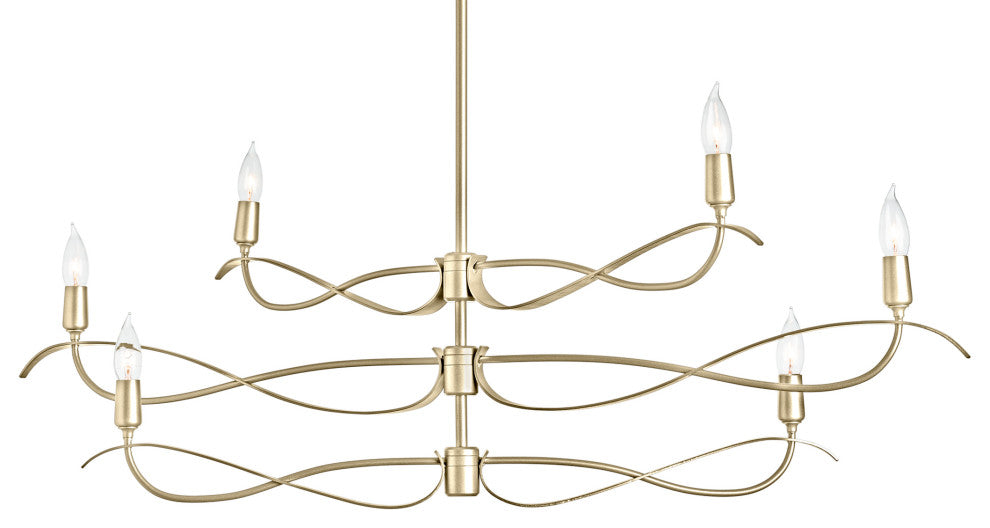 Willow 6-Light Small Chandelier, Modern Brass Finish, Standard Overall Height