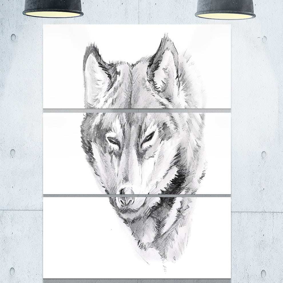 "Wolf Tattoo Art" Digital Metal Wall Art, 3 Panels, 28"x36"