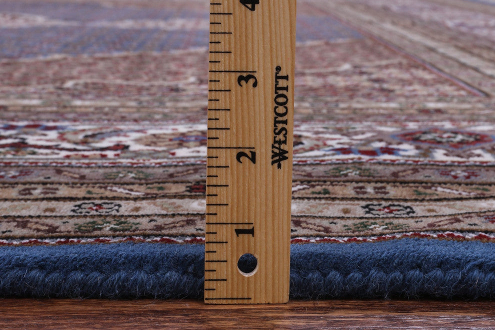 9' Square Persian Tabriz Wool & Silk Hand Knotted Rug - Q13012