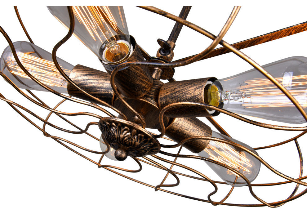 Pamela 5 Light Flush Mount With Antique Copper Finish