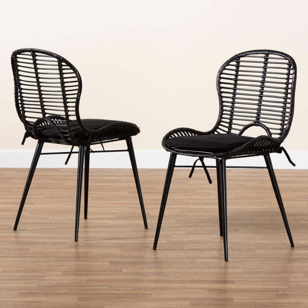 Sheryl Rattan Dining Chairs, Set of 2, Black