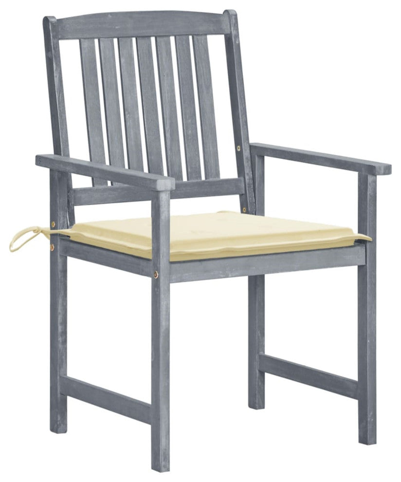 Vidaxl Garden Chairs With Cushions, Set of 8, Solid Acacia Wood Gray