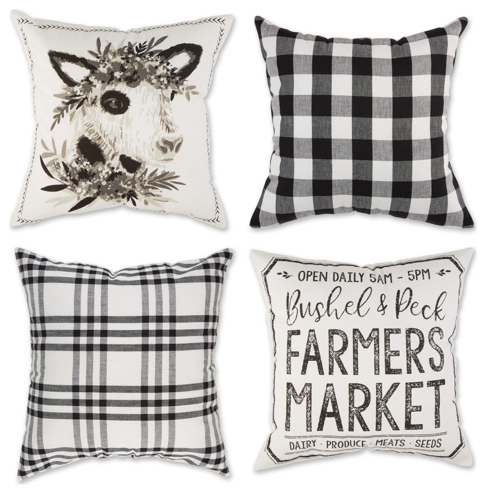 Cow And Farmers Market 18x18 inch  4 Piece