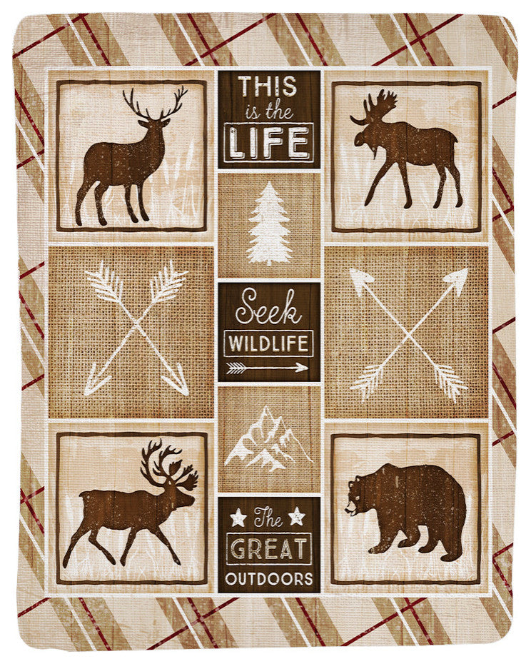 Laural Home Country Cabin Sherpa Throw Blanket
