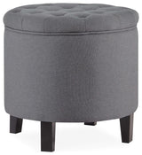 Storage Ottoman With Button Tufted Accents, Gray