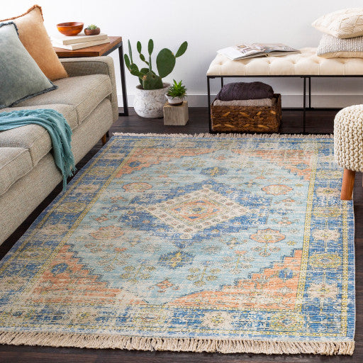 Surya Zainab ZAI-2312 5'x7'6" Rug, Sky Blue/Burnt Orange/Lime/Navy/Green/White
