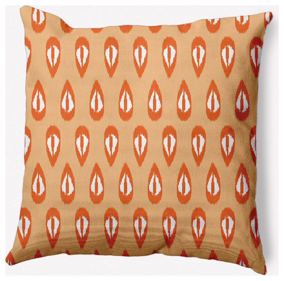 18" x 18" Ikat Tears Indoor/Outdoor Polyester Throw Pillow, Dusty Orange
