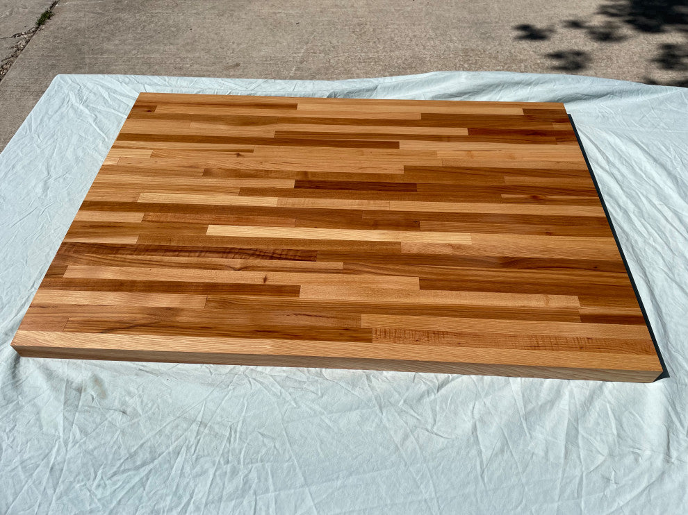 Custom Edge Grain Butcher Block Table Top, Workbench, Desk Top, Hickory, 36"x36"