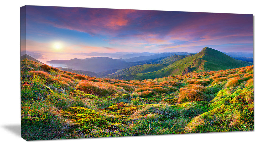 "Purple Sky and Green Mountains" Landscape Photo Wall Art, 40"x20"