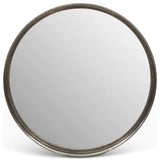 Samar 39" Round Mirror, Vintage Silver