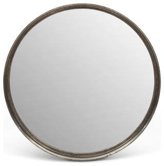 Samar 39" Round Mirror, Vintage Silver