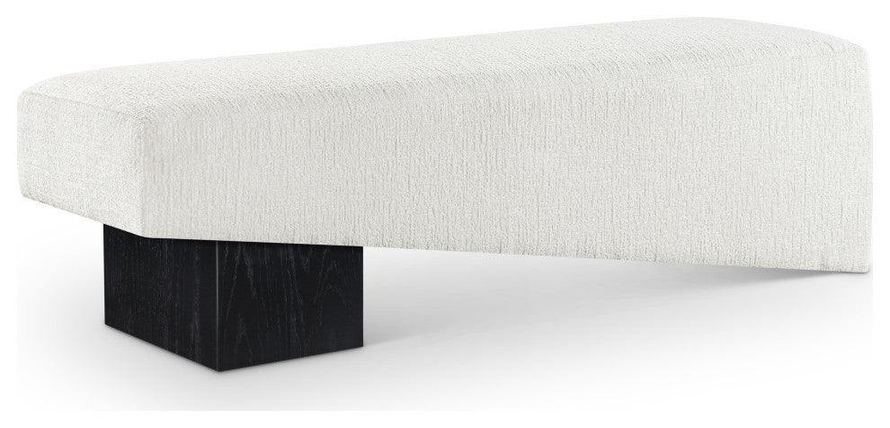 Alora Upholstered Bench, Cream, Black Finish