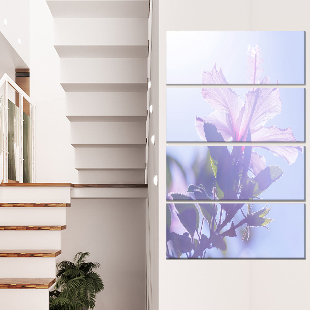 Pink Hibiscus Flower in Hawaii, Large Flower Canvas Art Print, 28"x48", 4 Panels