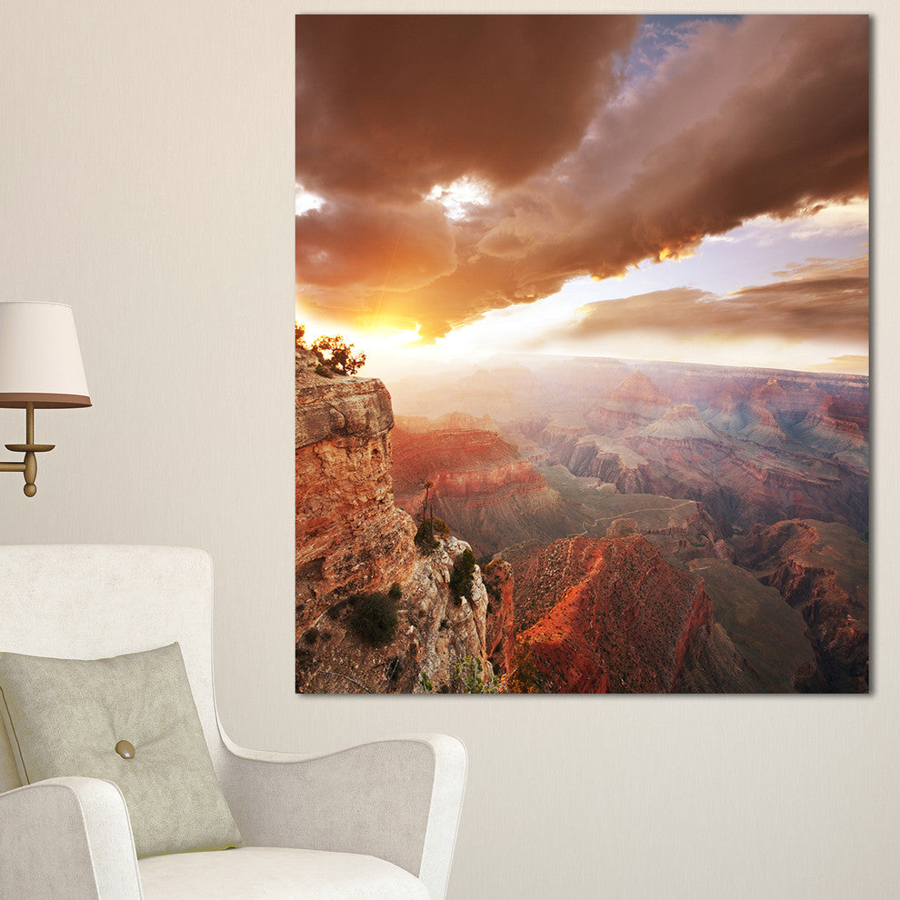 Grand Canyon under Thunderstorm Sky, Oversized Landscape Canvas Art, 30"x40"