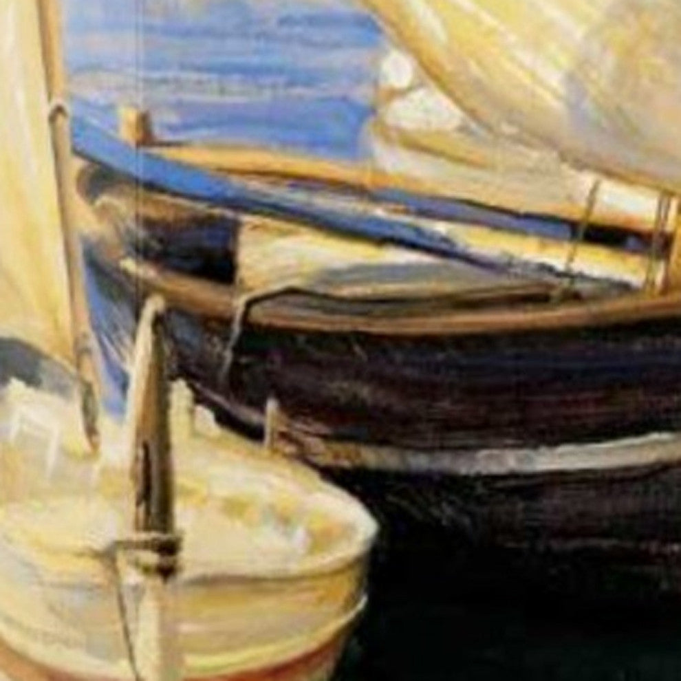 30" Fleet of Boats With Open White Sails Giclee Wrap Canvas Wall Art