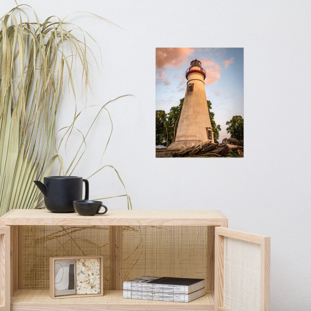 Marblehead Lighthouse at Sunset From the Shore Unframed Wall Art Prints, 16" X 20"
