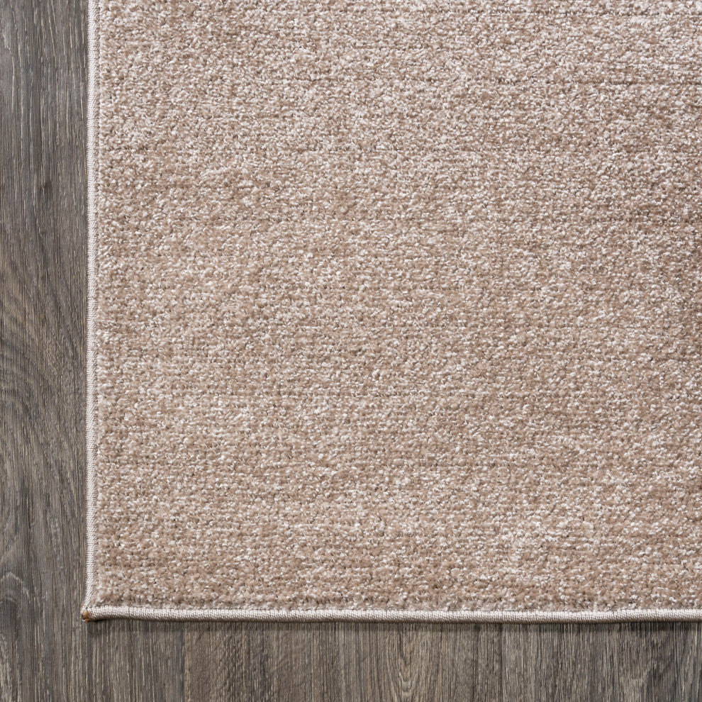 Haze Solid Low-Pile Runner Rug, Beige, 5 X 8