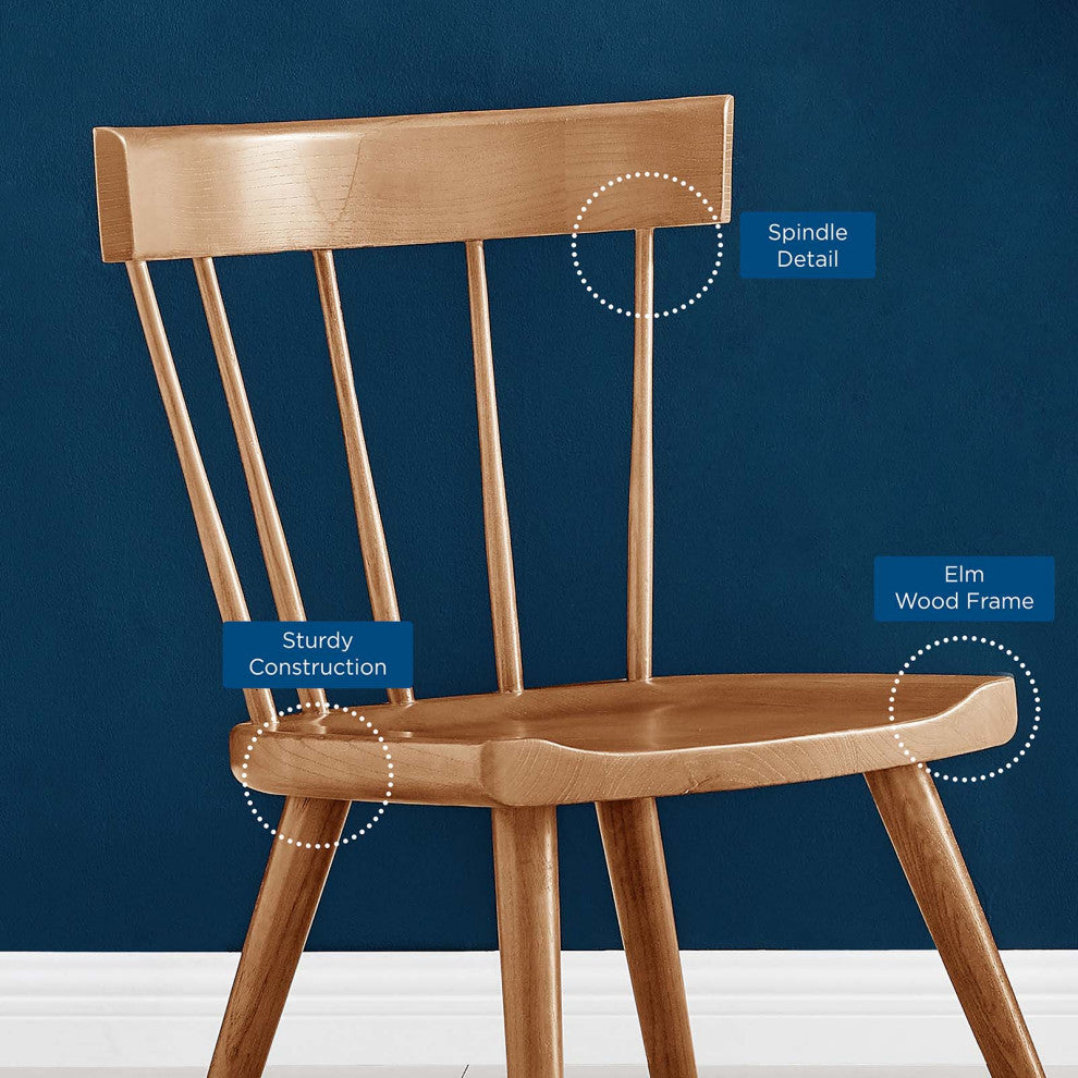 Side Dining Chair, Set of 2, Walnut, Wood, Modern, Cafe Bistro Hospitality
