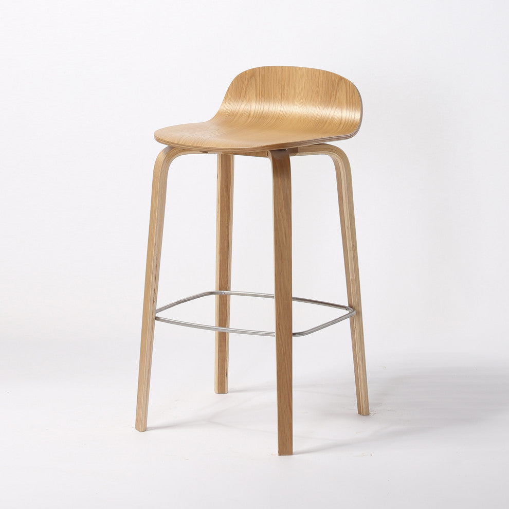 Elite Living Glen Modern 27" Wooden Counter Stool, Natural Brown