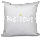 18"x18" Believe, Word Print Pillow, Gray