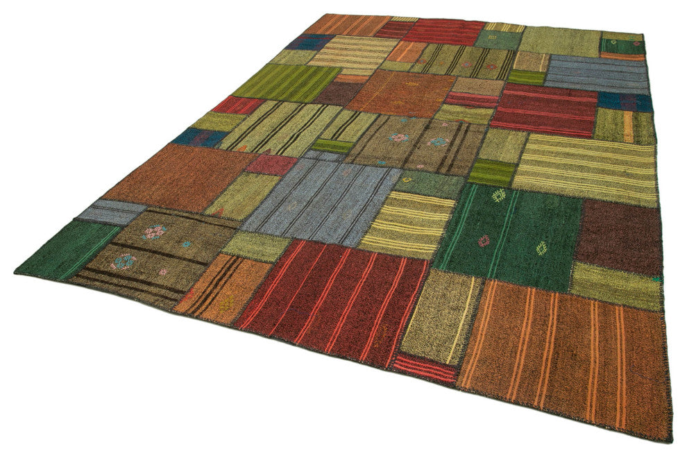 Rug N Carpet - Handmade Turkish 8' 2'' x 11' 7'' Rustic Patchwork Kilim Rug
