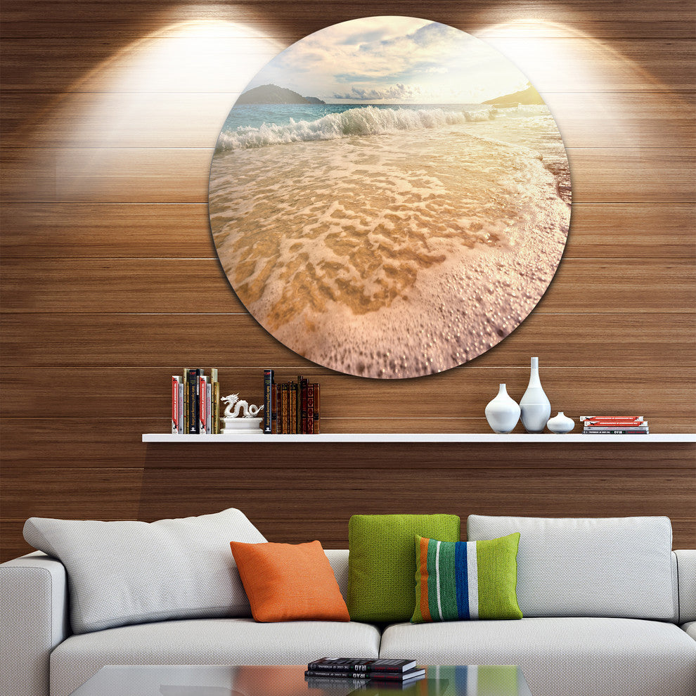 Vintage Style Beach At Similan Park, Seascape Disc Metal Wall Art, 23"