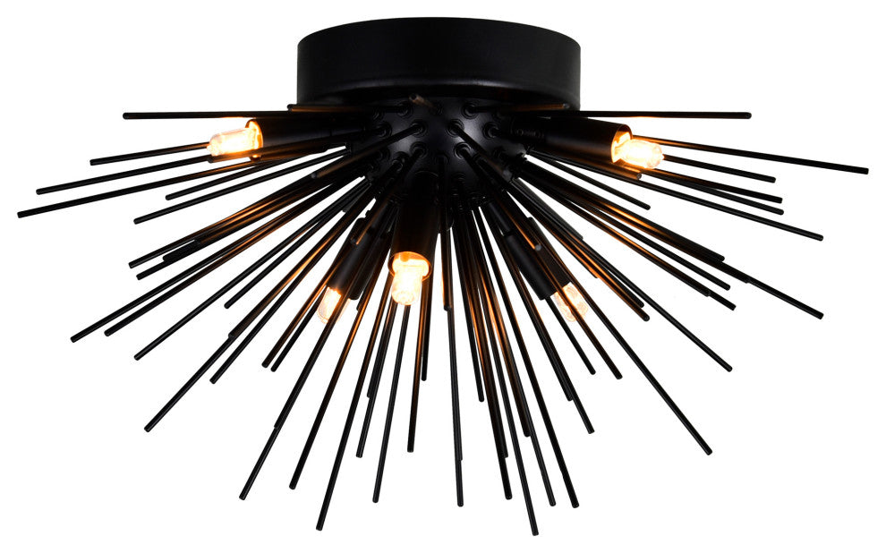 Savannah 6 Light Flush Mount With Black Finish