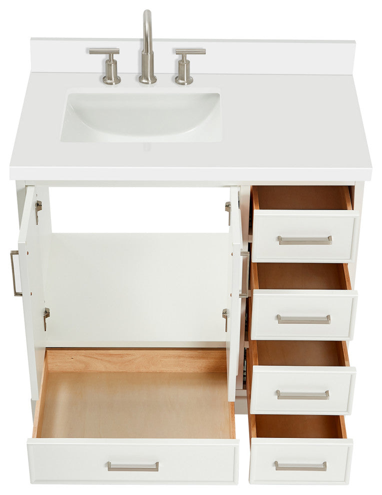 Ariel Stafford 37" Single Left Offset Rectangle Sink Bathroom Vanity