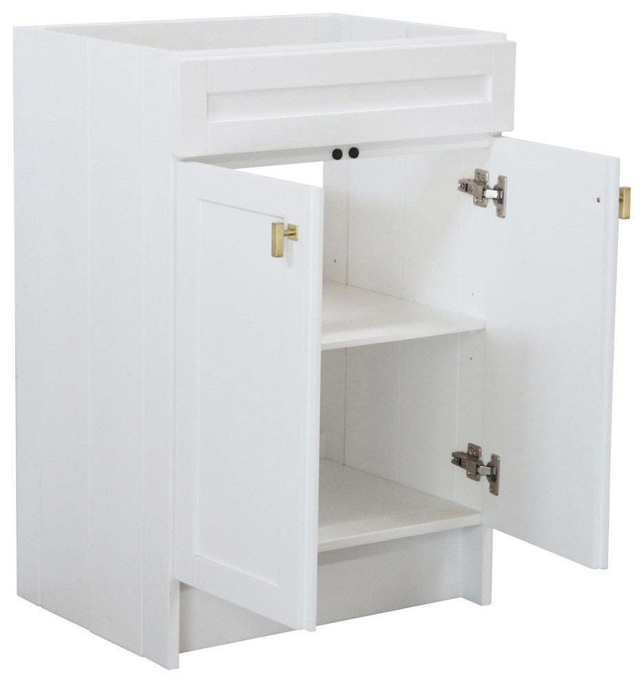 SmartFold 23" Single Sink Vanity Cabinet, White Finish, Gold Hardware