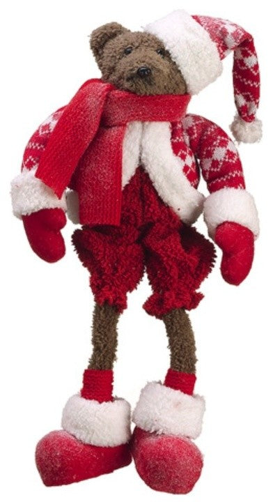 Table Top Shelf Sitting Knit Suit Brown Bear Winter Christmas Figure, 17"