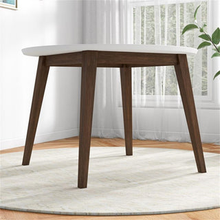 Ashcroft Piper Modern 43" Solid Wood Round Dining Table in Walnut/White