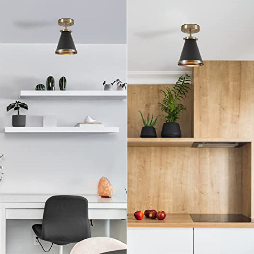 Matte Black industrial ceiling light Metal flushmount black light lamp