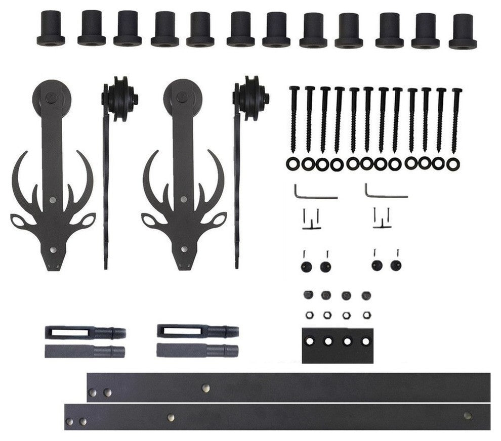 Sliding Barn Door Hardware Kit, Bucks Design, Double Door, 16'