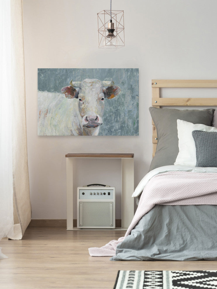 "Innocent Cow" Painting Print on Wrapped Canvas, 24"x16"