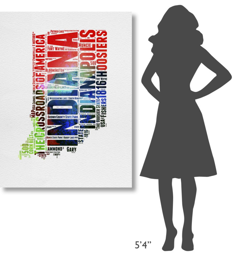 "Indiana Watercolor Word Cloud" Fine Art Print
