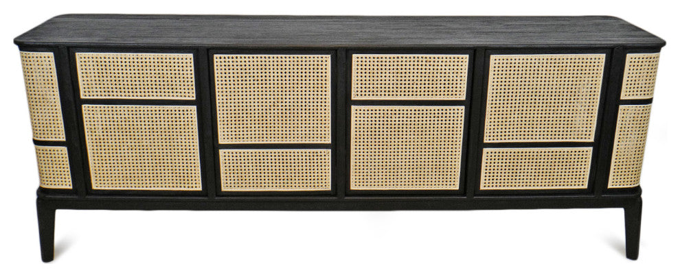 Deco Black and Cane Sideboard