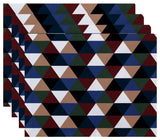 Triangles! Geometric Print Placement, Mahogany, Set of 4