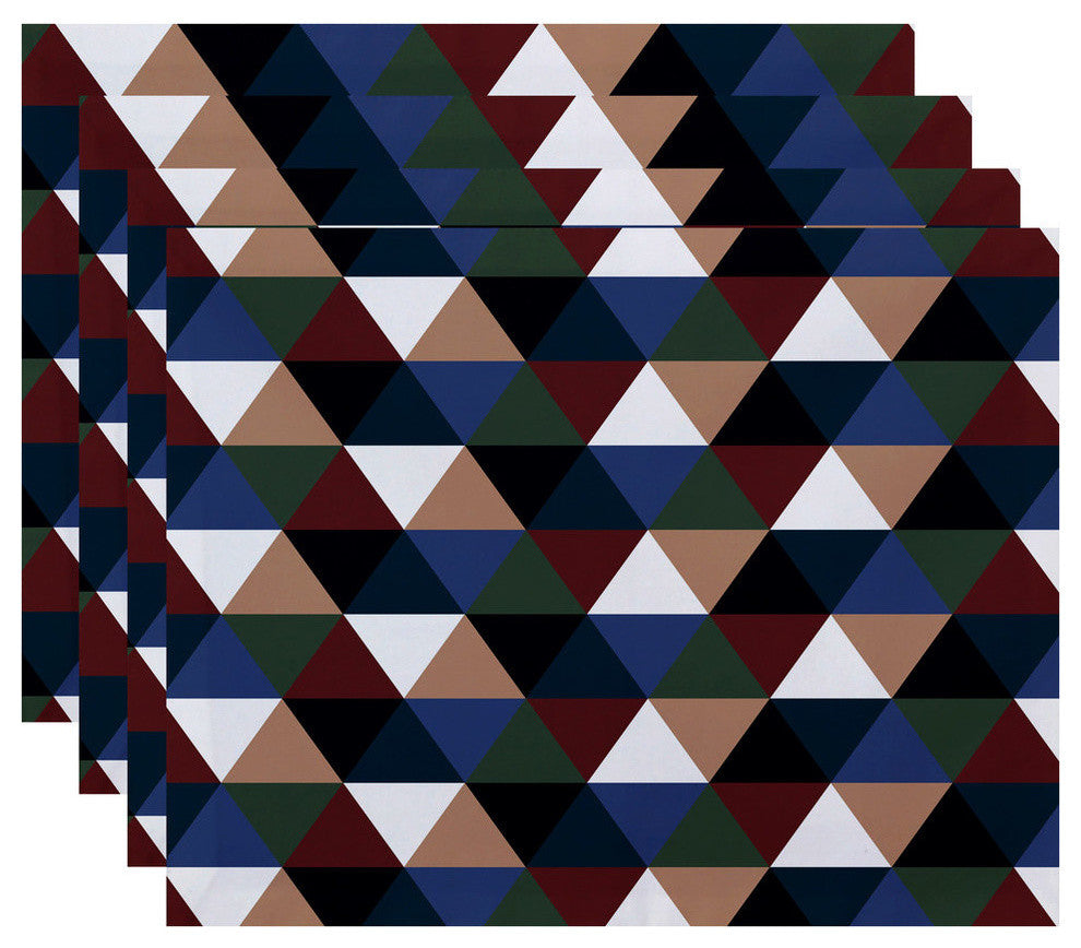 Triangles! Geometric Print Placement, Mahogany, Set of 4