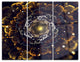"Yellow Fractal Flowers With Violet" Digital Metal Wall Art, 3 Panels, 36"x28"