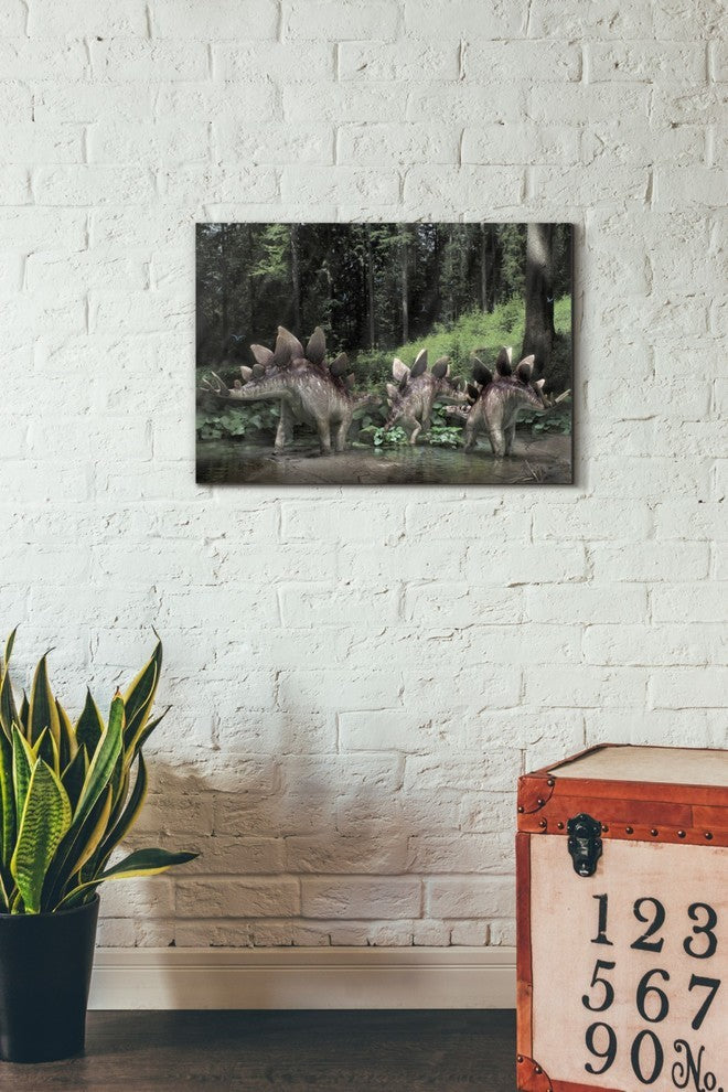 Epic Graffiti "Stegosaurus Family" Giclee Canvas Wall Art, 18"x26"