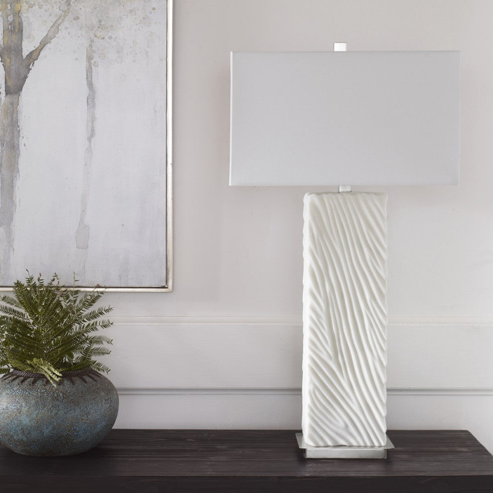 Uttermost Pillar White Marble Table Lamp 30066