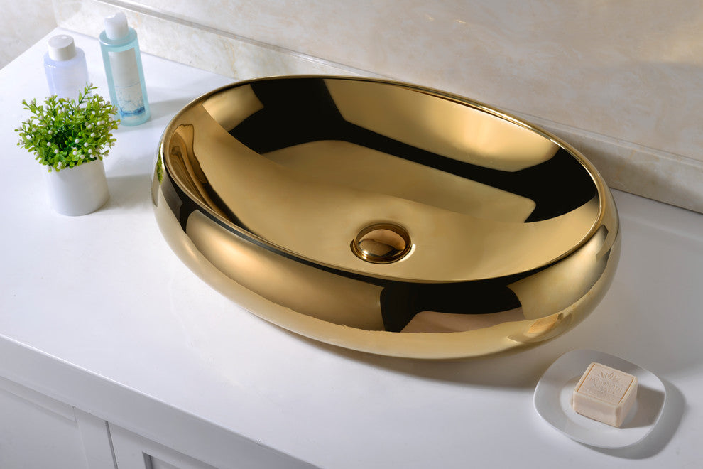 Prussian Series Ceramic Vessel Sink, Gold