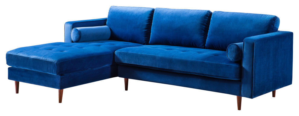 Como Navy Velvet Sectional LAF - Navy