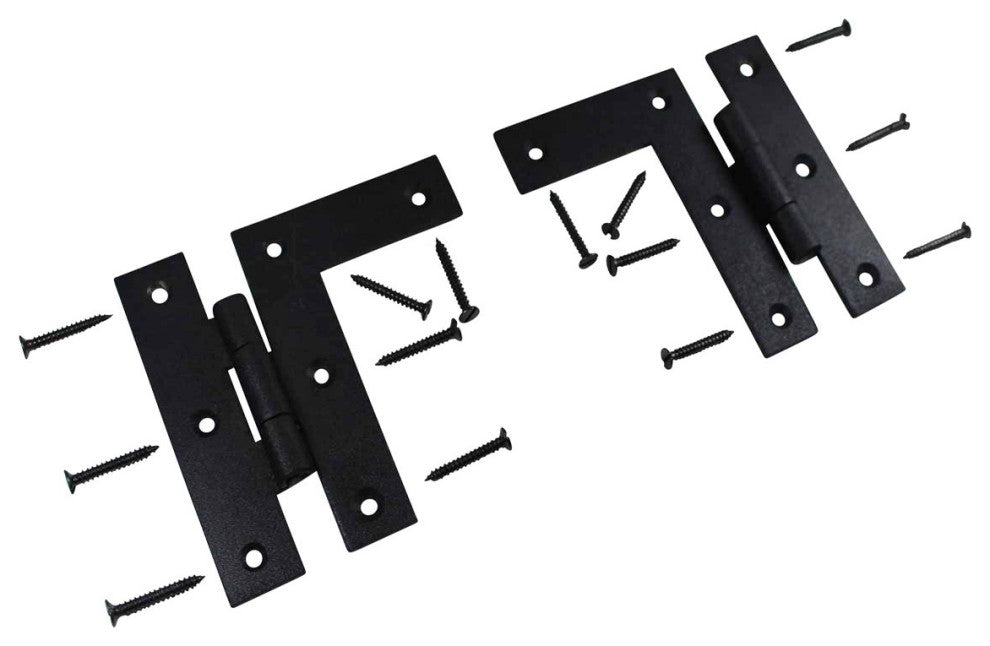 Wrought Iron Cabinet Hinges - Black - Left and Right - Colonial Style Pack of 2
